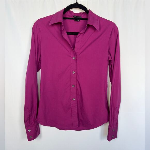 Theory Cotton Blend Pink Button Down Size Small - Picture 1 of 5